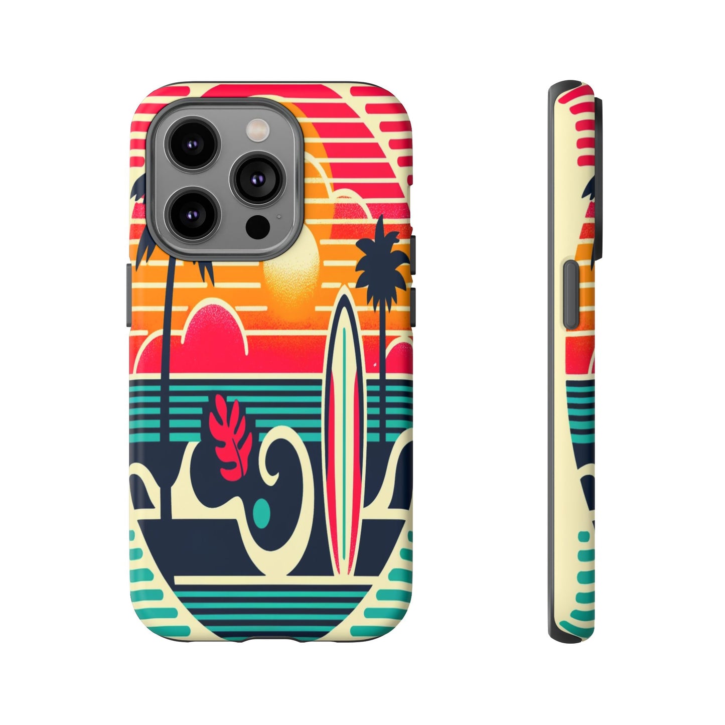 Retro Beach Vibes iPhone Case - Sunset Surfing Protective Cover