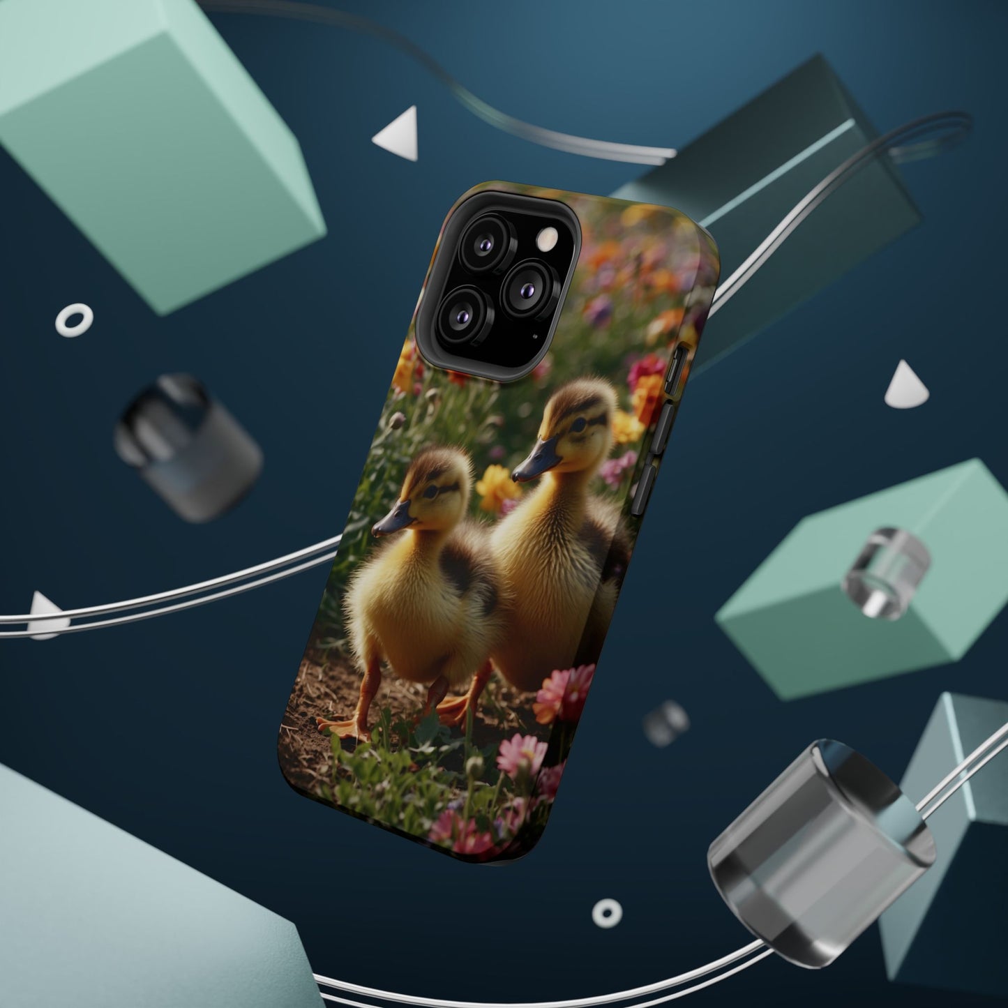 Charming Ducklings in Floral Garden - MagSafe iPhone Case