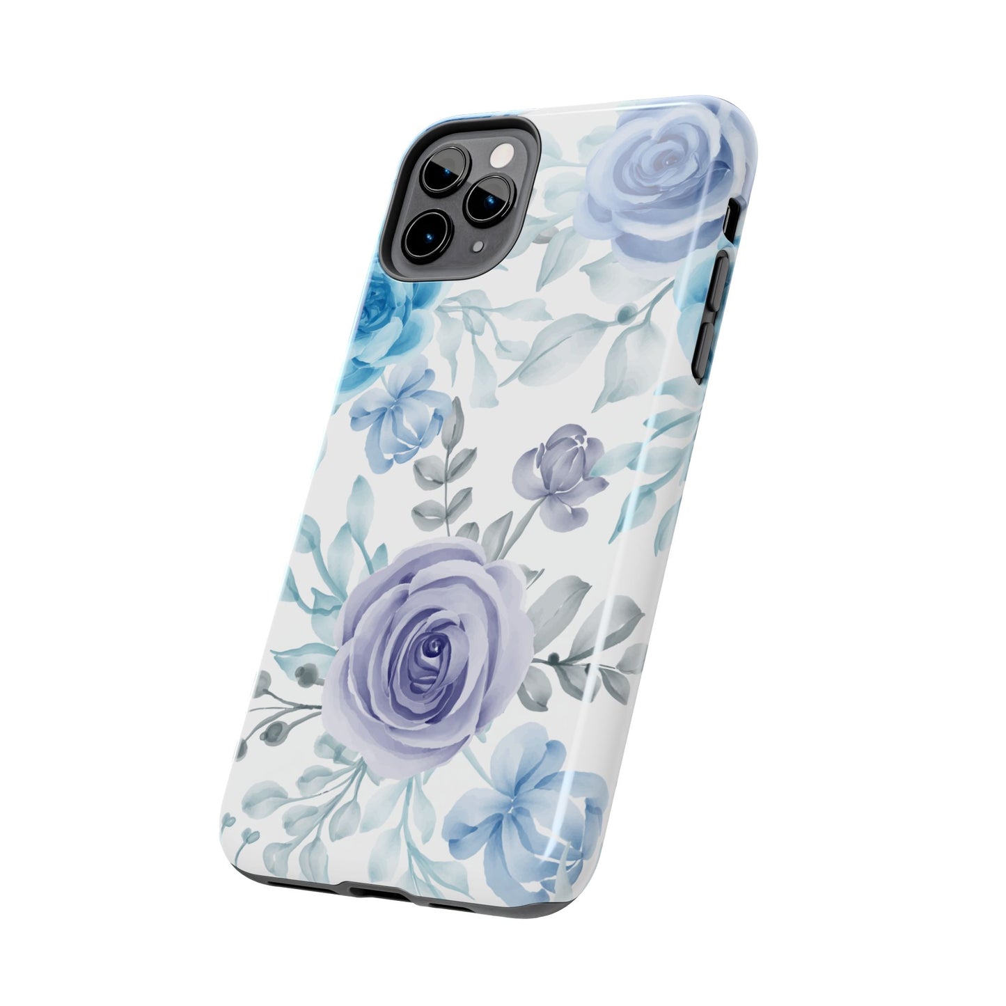 Elegant Blue & Violet Roses iPhone Case – Luxurious Floral Design for Chic Device Protection