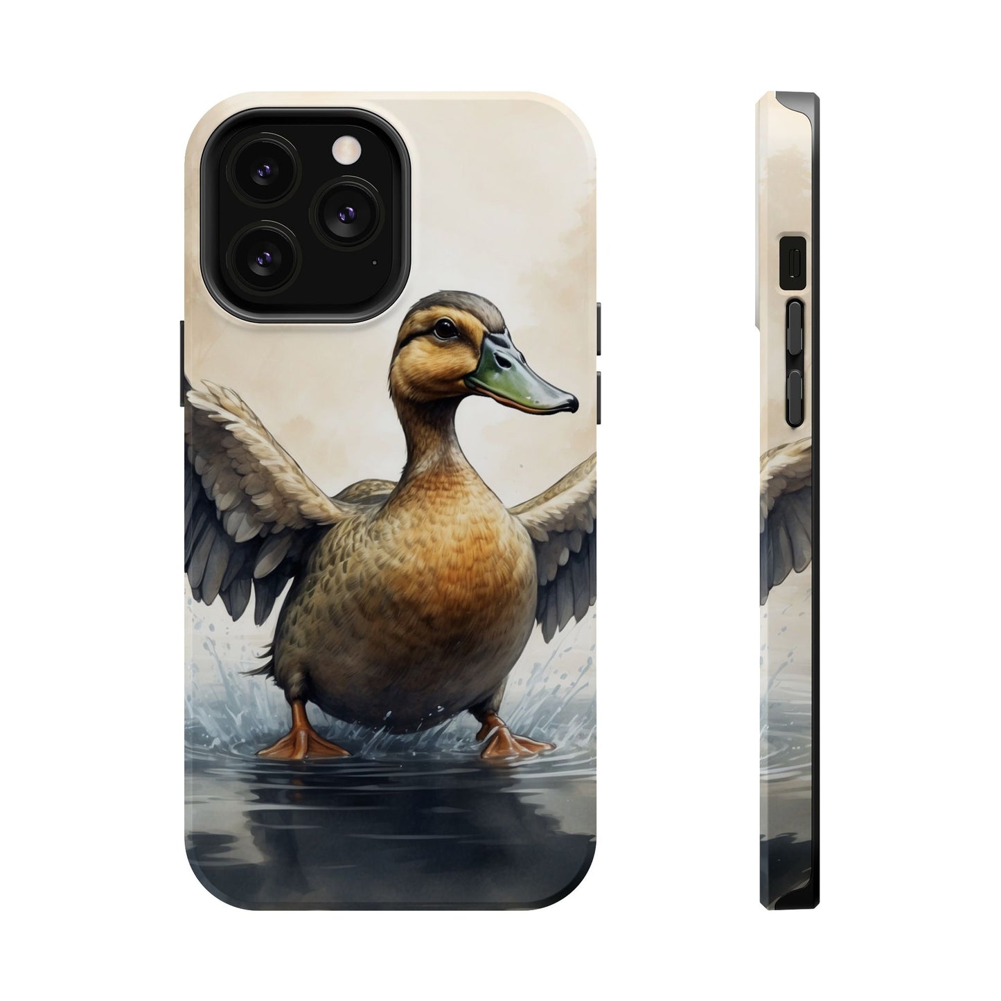 Graceful Duck in Watercolor Scene - MagSafe iPhone Case