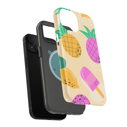 Tropical Pop MagSafe iPhone Case – Fun Pineapple & Lemon Design with Vibrant Summery Colors