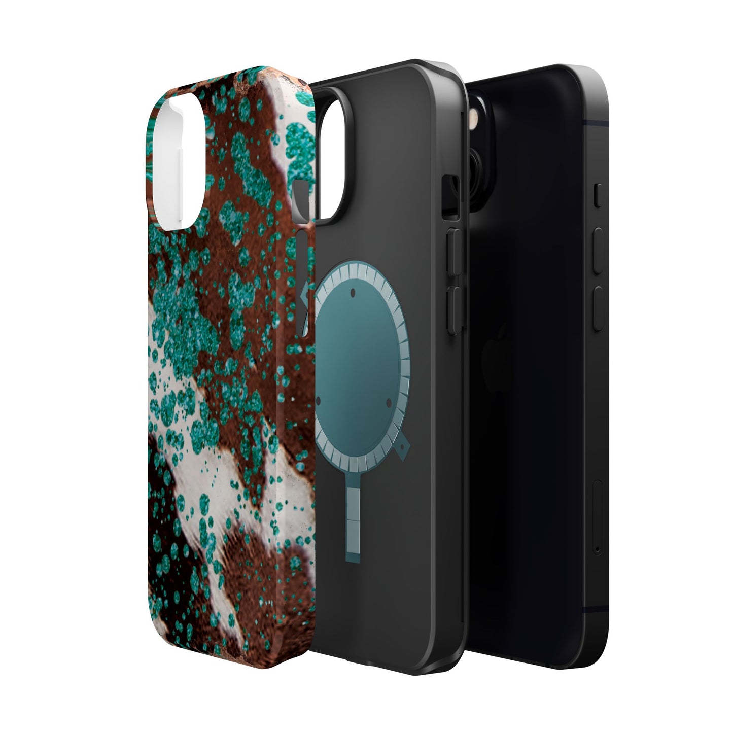 Teal Glitter Cowhide - MagSafe iPhone Series Case