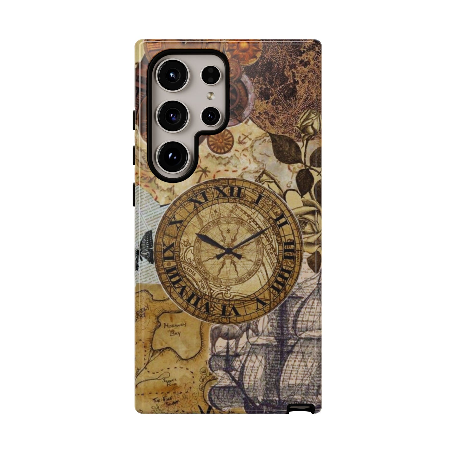 Steampunk Vintage Adventure Samsung Galaxy Case – Dual - Layer Protection with Antique Map and Clock Design - BOGO Cases