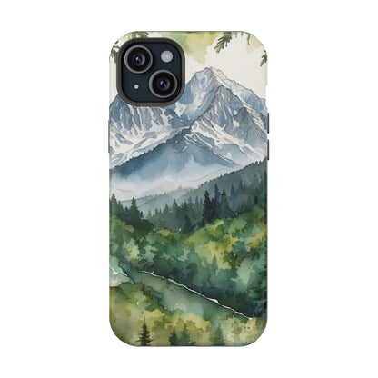 Watercolor Alpine Mountainscape - MagSafe iPhone Case