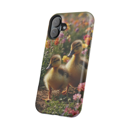 Charming Ducklings in Floral Garden - MagSafe iPhone Case