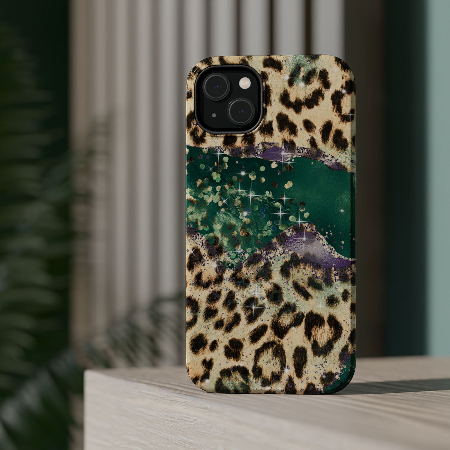 Emerald Glitter Leopard Print - MagSafe iPhone Series Case