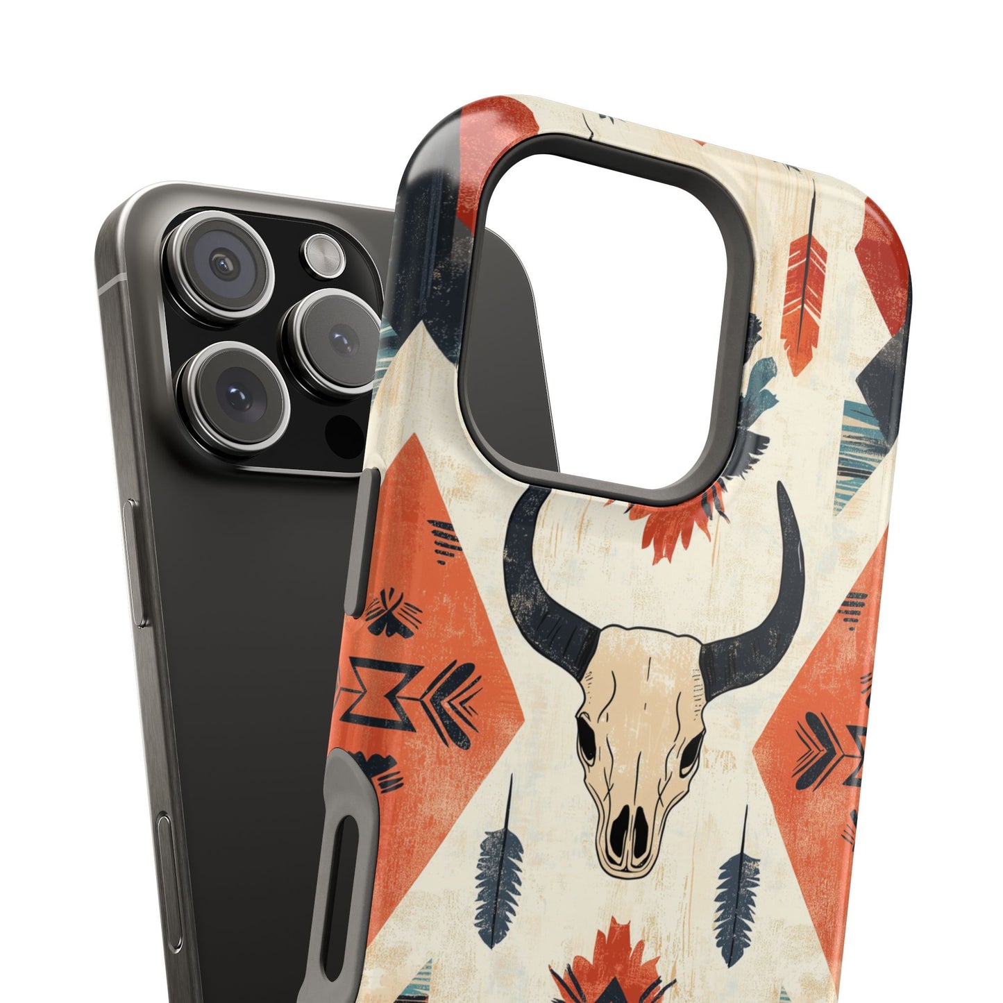 Southwestern Boho Skull Tough MagSafe iPhone Case – Durable Matte Finish, Dual-Layer Protection