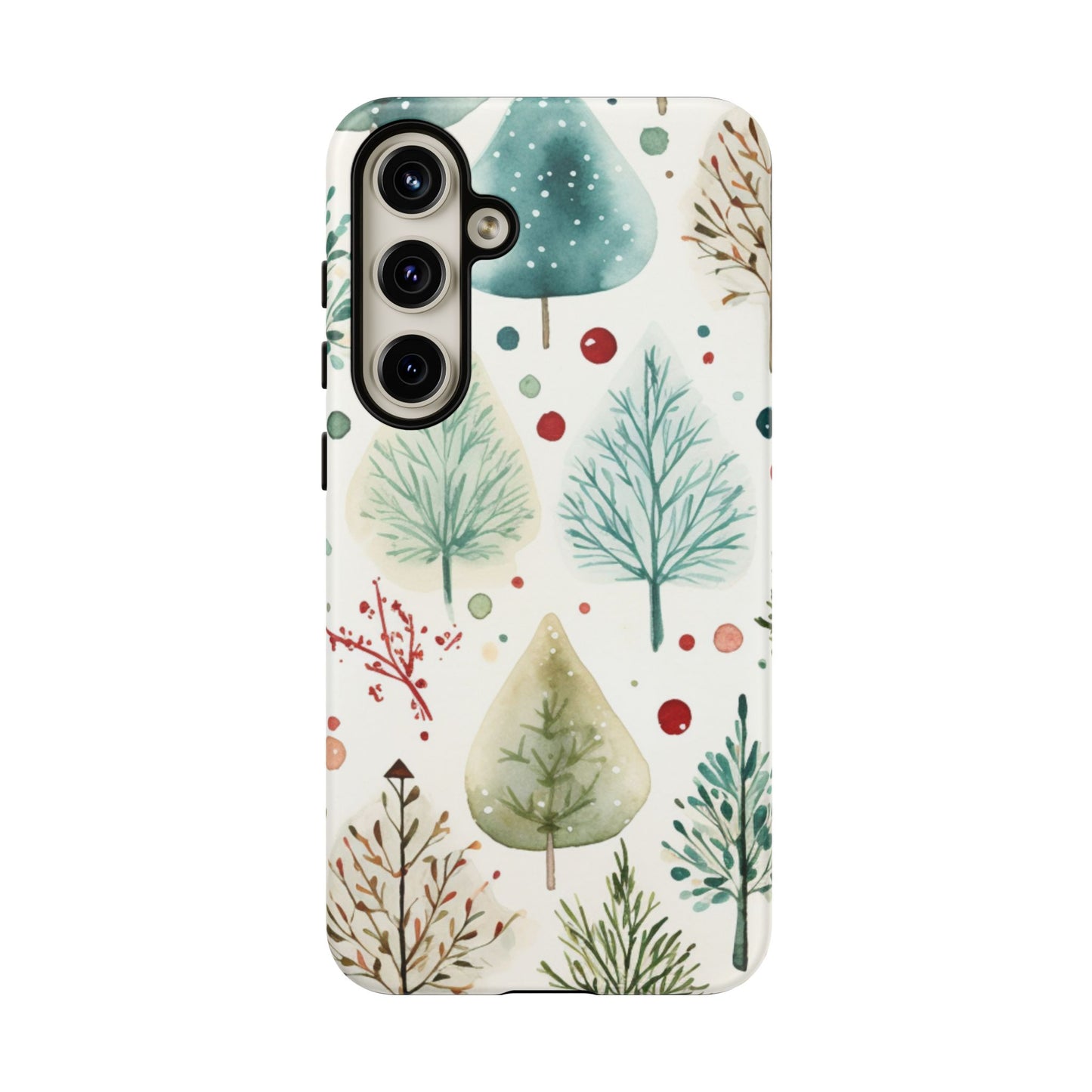 Watercolor Winter Trees Samsung Galaxy Case – Nature-Inspired, Holiday Theme Protective Cover