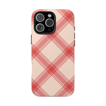 Soft Peachy Red Plaid iPhone Case