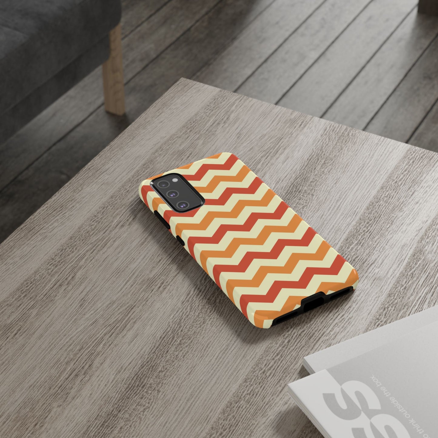 Warm Sunset Chevron – Orange, Red & Cream Geometric Samsung Galaxy Case