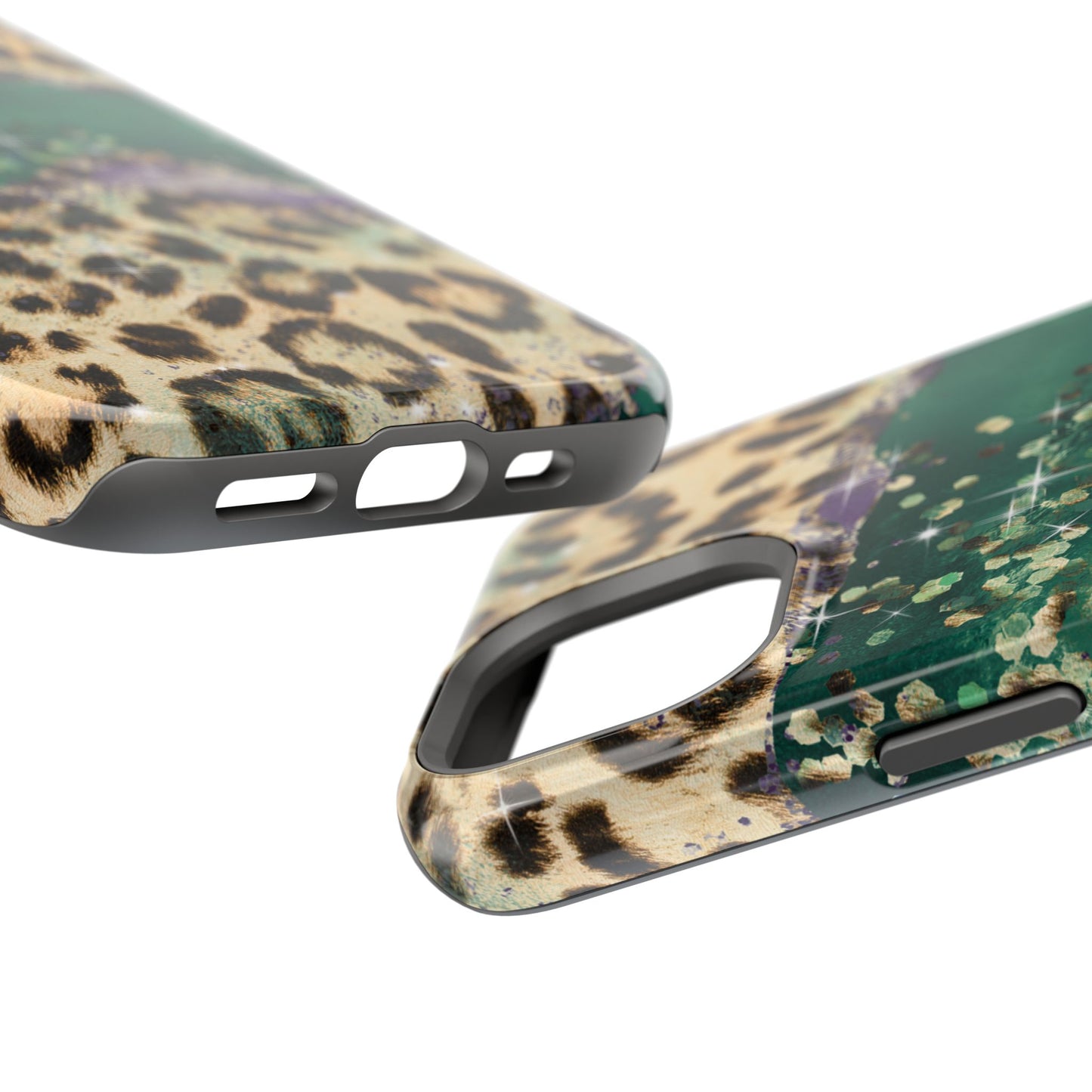 Emerald Glitter Leopard Print - MagSafe iPhone Series Case