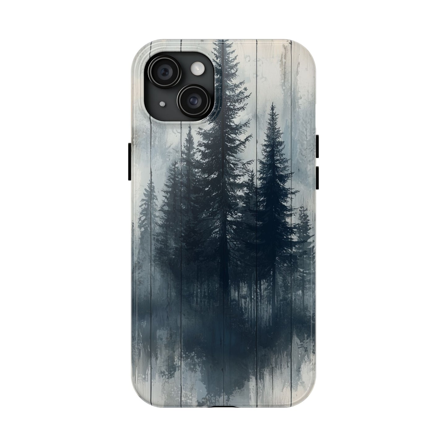 Rustic Pine Forest iPhone Case - Blue Toned Woodland Country Design