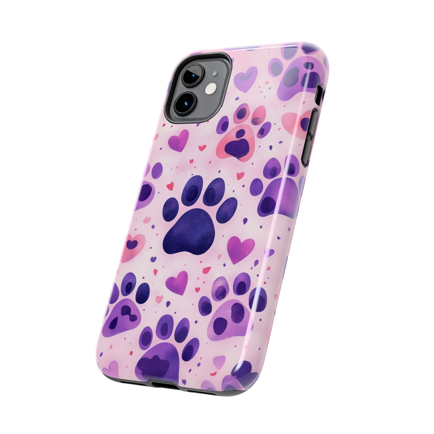 Purple Paw Print iPhone Case - Playful Pet Lover’s Protective Cover