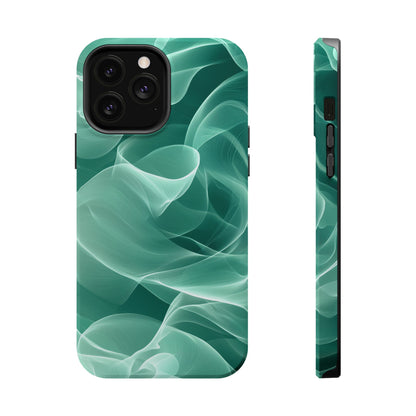 Emerald Flow MagSafe iPhone Case – Translucent Green Fabric-Inspired Design