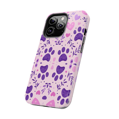 Pastel Paw Print iPhone Case - Cute Pet-Themed Floral Protective Cover