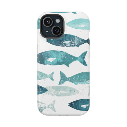 Vintage Blue Fish Print - MagSafe iPhone Series Case