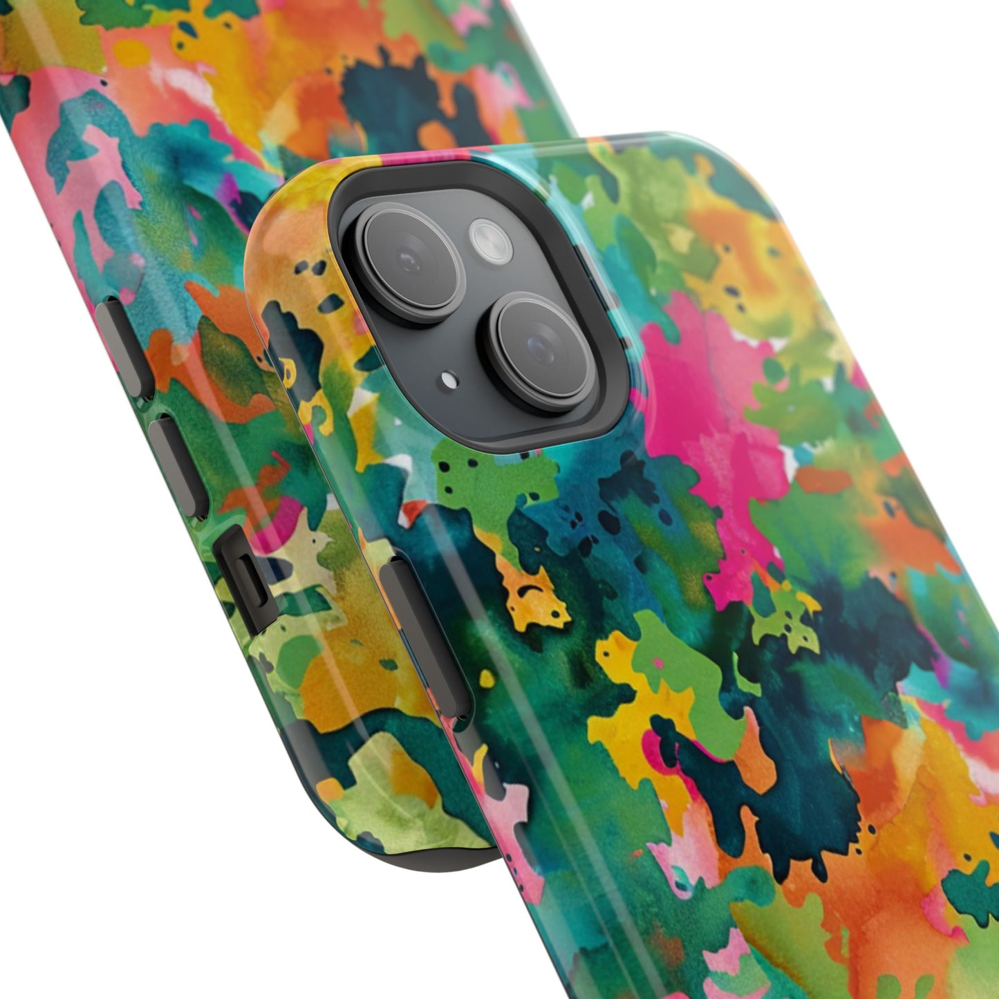 Vibrant Watercolor Splash MagSafe Case – Colorful Abstract Design with MagSafe Compatibility