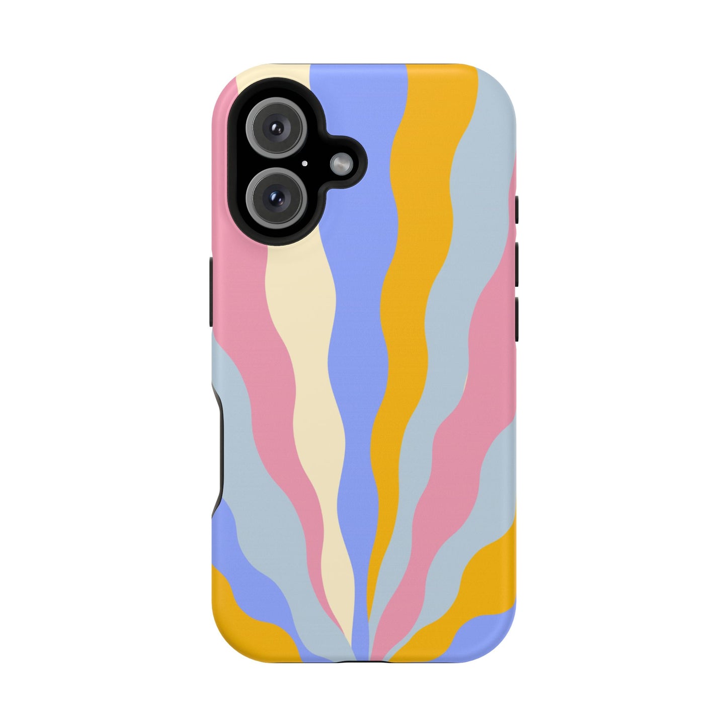 Pastel Radiance MagSafe iPhone Case – 70s-Inspired Dual-Layer Design with Wavy Sunburst Pattern