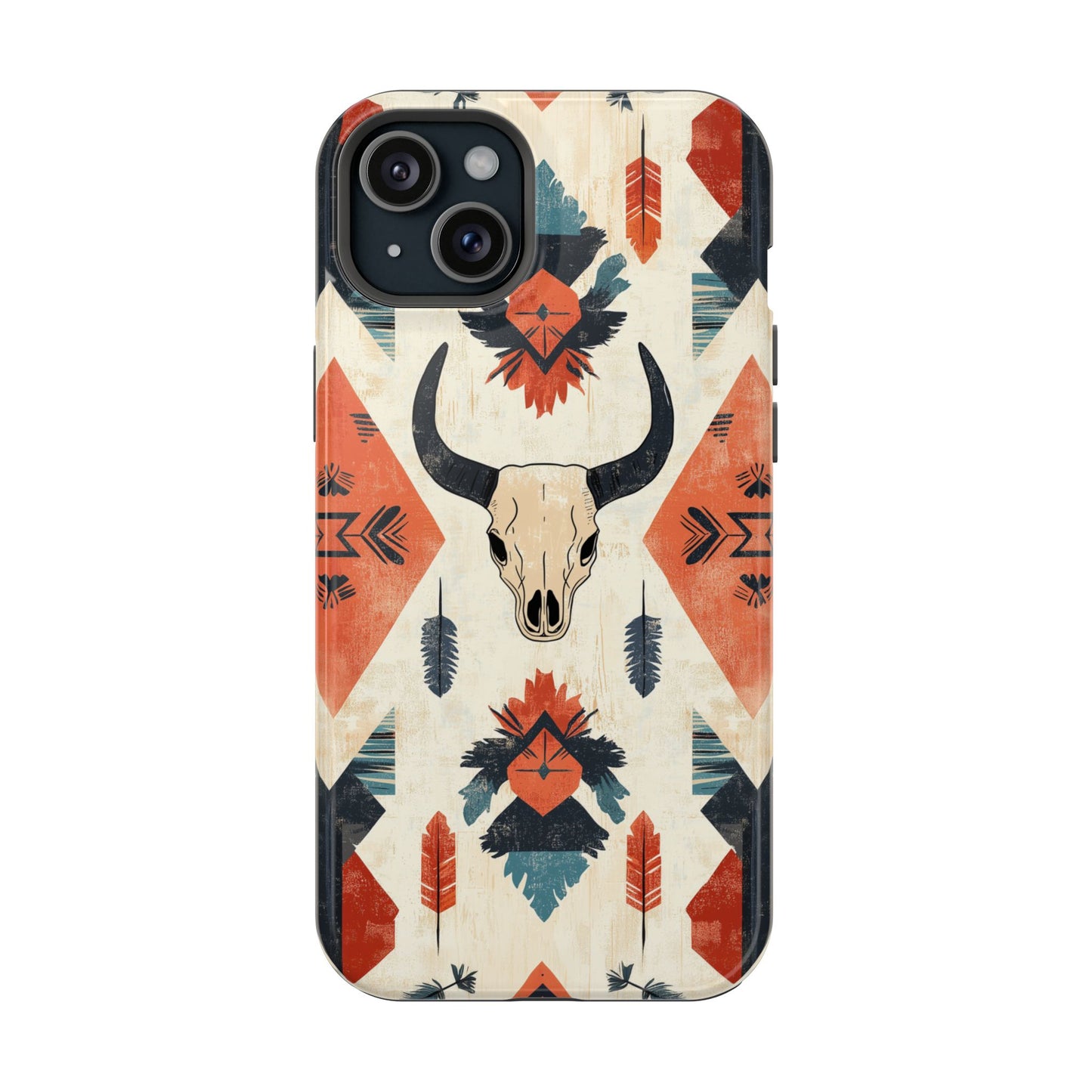 Southwestern Boho Skull Tough MagSafe iPhone Case – Durable Matte Finish, Dual-Layer Protection