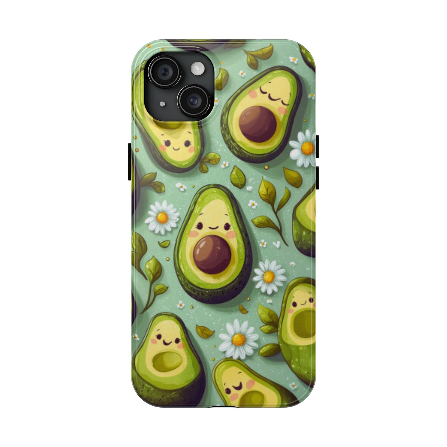 Cute Avocado iPhone Case – Adorable Kawaii Avocados with Daisies, Shock - Resistant - BOGO Cases