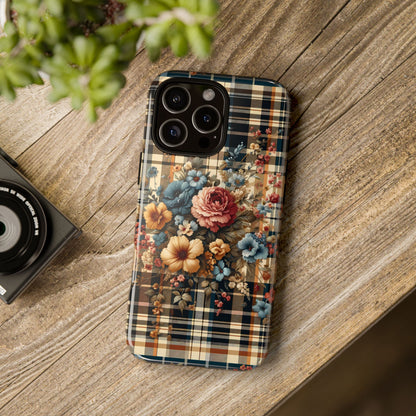 Vintage Floral Checkered Phone Case