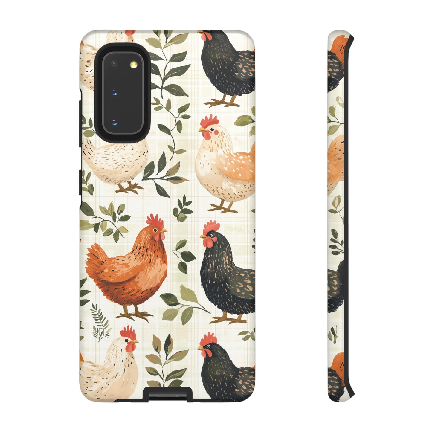 Samsung Galaxy Case: Vintage Chicken Farmhouse Case – Rustic Leaves Design