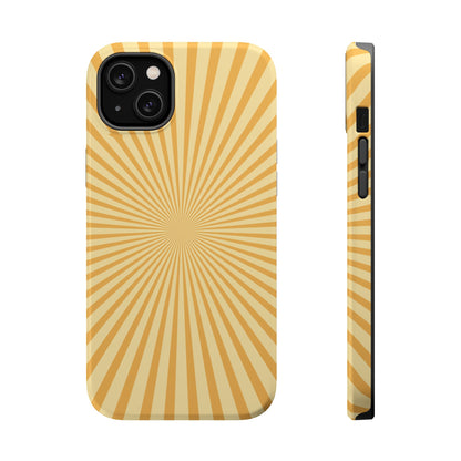 Golden Sunburst MagSafe  iPhone Case – Retro Radiant Design with Dual-Layer Protection