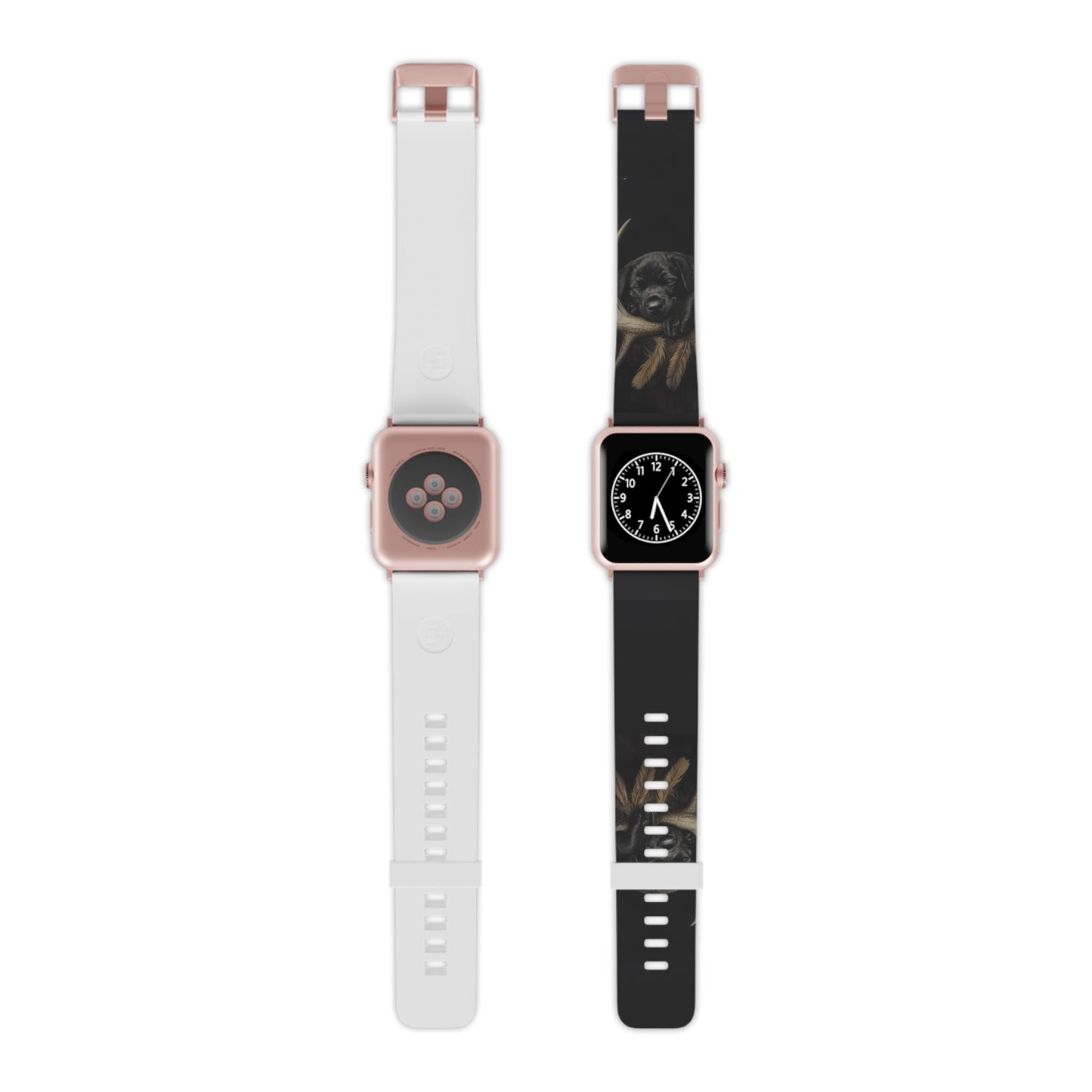 Adorable Black Labrador Puppy on Feathers Apple Watch Band