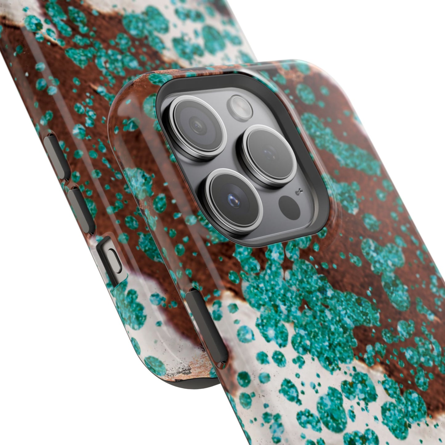 Teal Glitter Cowhide - MagSafe iPhone Series Case