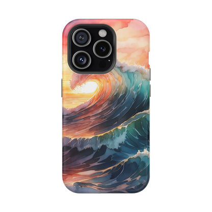 Ocean Sunrise Wave MagSafe iPhone Case – Vibrant Watercolor Wave Design