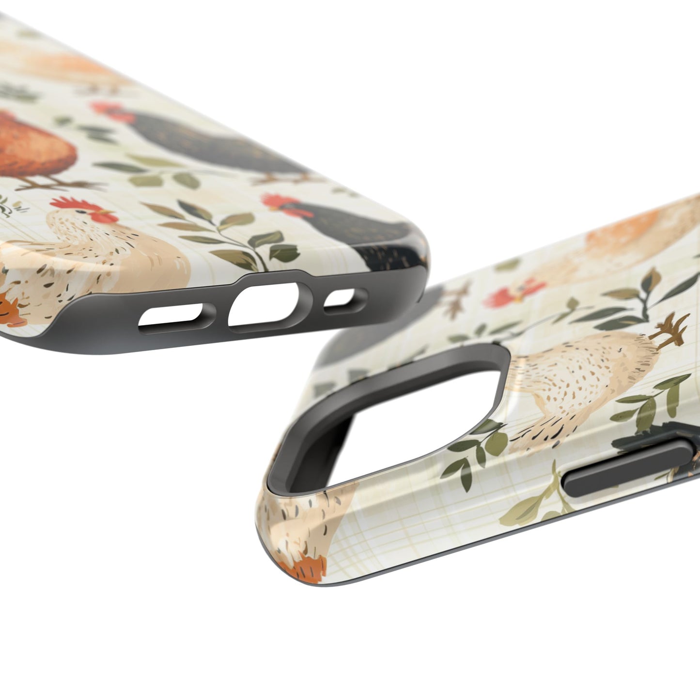 MagSafe iPhone Case: Vintage Chicken Farmhouse Case – Rustic Leaves Design