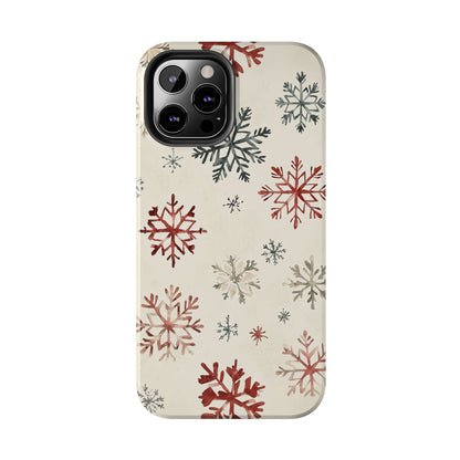 Vintage Red and Gray Snowflake Pattern – iPhone Series Case