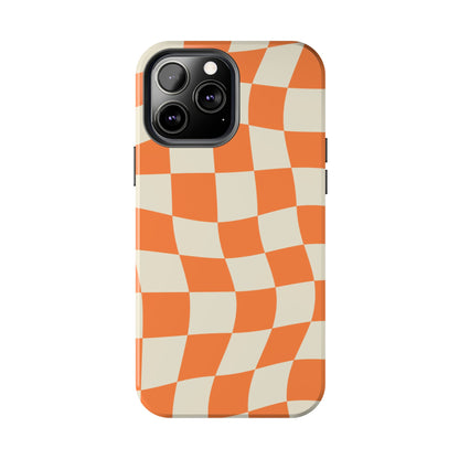 Wavy Retro Checkerboard iPhone Case – Shockproof, Matte Finish, Dual-Layer Protection