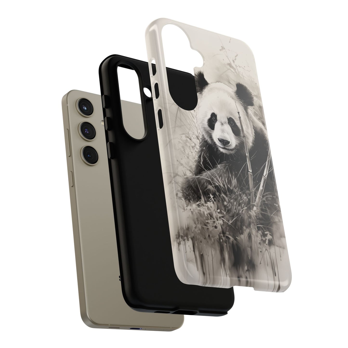 Premium Cute Phone Case: Charcoal Art Panda Bear Phone Cover - Dual Layer Protection for iPhone & Samsung Galaxy - Tough and Stylish! - BOGO Cases