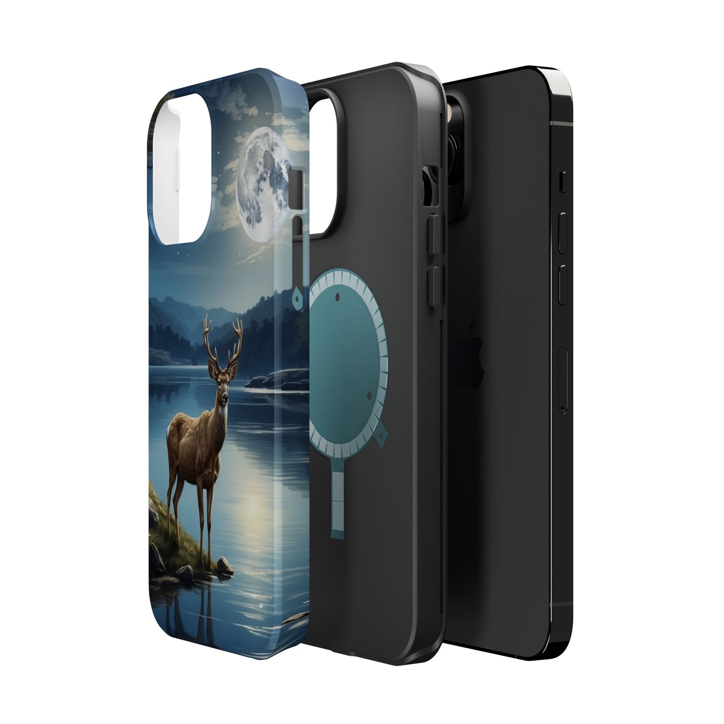 Moonlit Elegance: Stag by the Lake – MagSafe iPhone Case