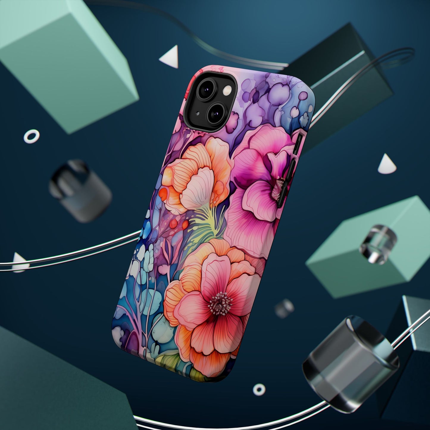 Bright Watercolor Floral Splash MagSafe iPhone Series Case – Bold Artistic Design