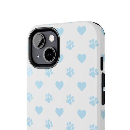 Light Blue Paw Prints & Hearts – iPhone Case for Animal Lovers