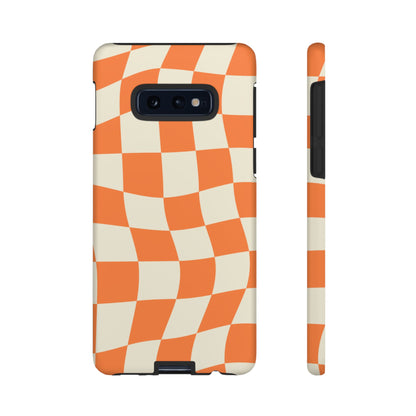 Wavy Retro Checkerboard Samsung Galaxy Case – Shockproof, Matte Finish, Dual-Layer Protection