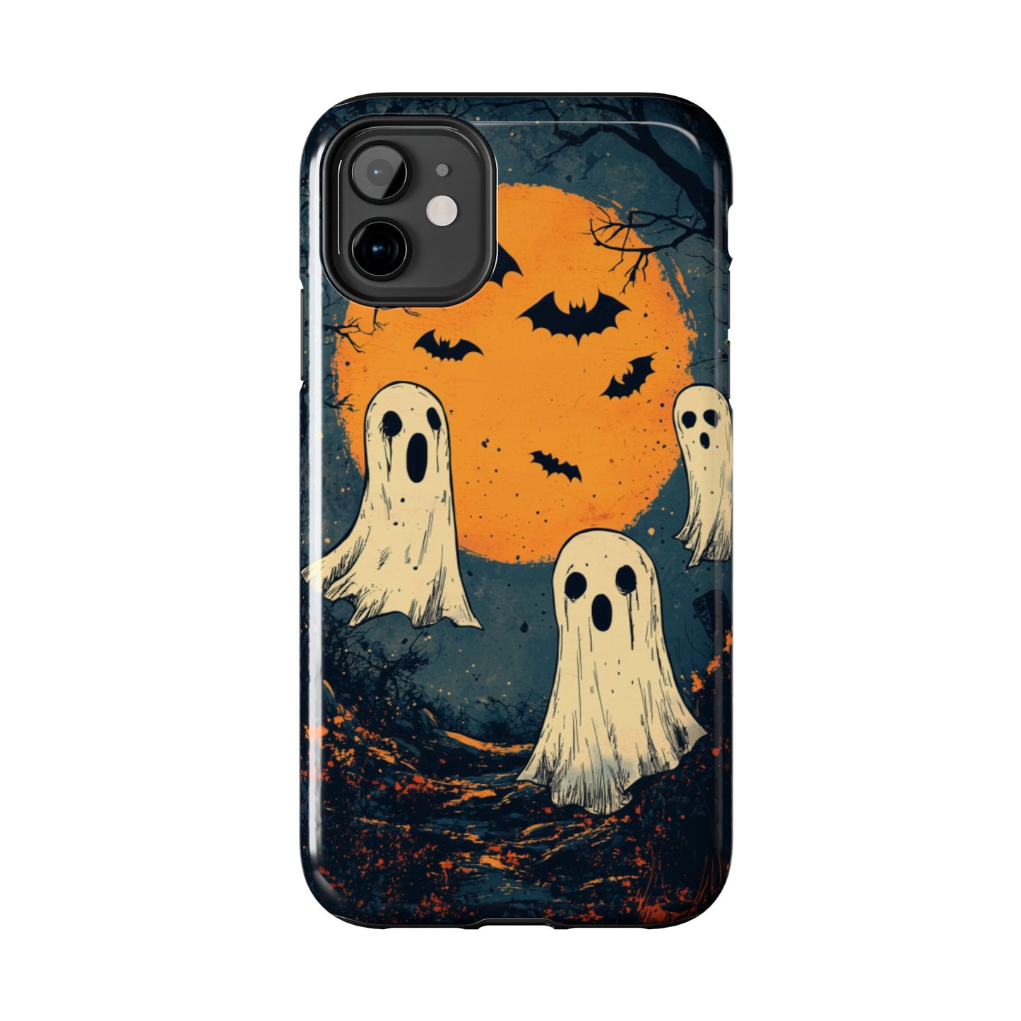 Haunted Ghosts & Full Moon iPhone Case – Spooky Halloween Design