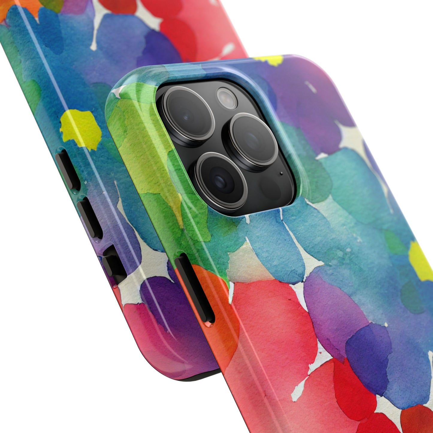 Rainbow Bloom Watercolor iPhone Case – Slim Design, Glossy Finish