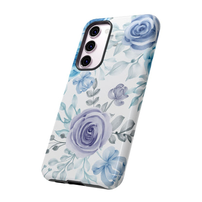 Elegant Blue & Violet Roses Samsung Galaxy Case – Artistic Floral Design for Stylish Protection