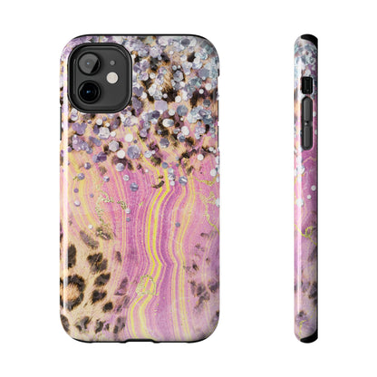 Crystal Glam Leopard - iPhone Series Case with Glitter and Gem Accents