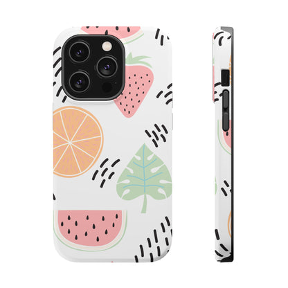 Tropical Fruit Fiesta Tough MagSafe iPhone Case – Fun Watermelon, Pineapple, and Citrus Design