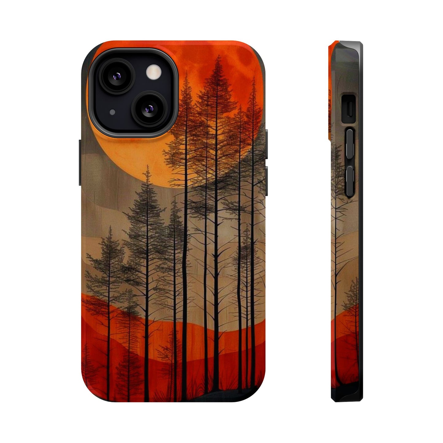 Moody Forest Moonrise MagSafe iPhone Case – Dark Landscape Design, Dual-Layer Protection