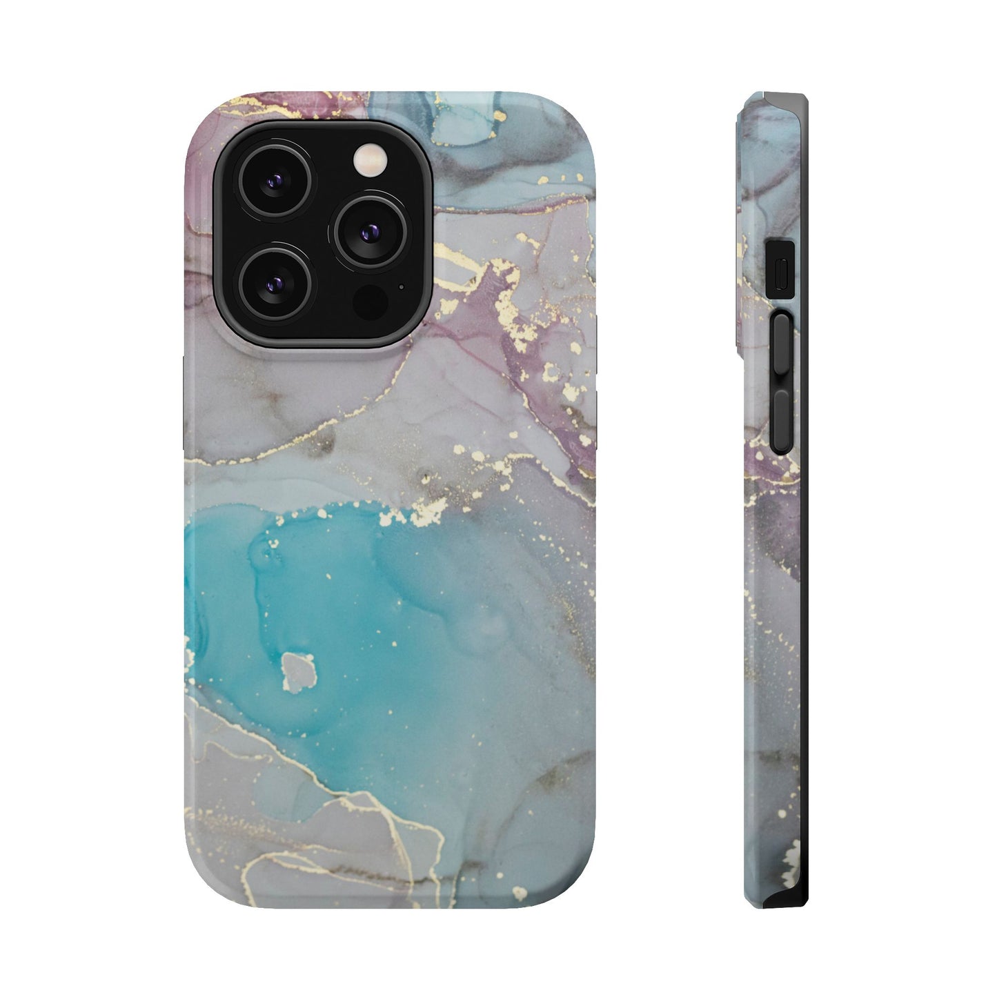 Sky Blue & Purple Marble Wave – MagSafe Case with Dreamy Marble Design