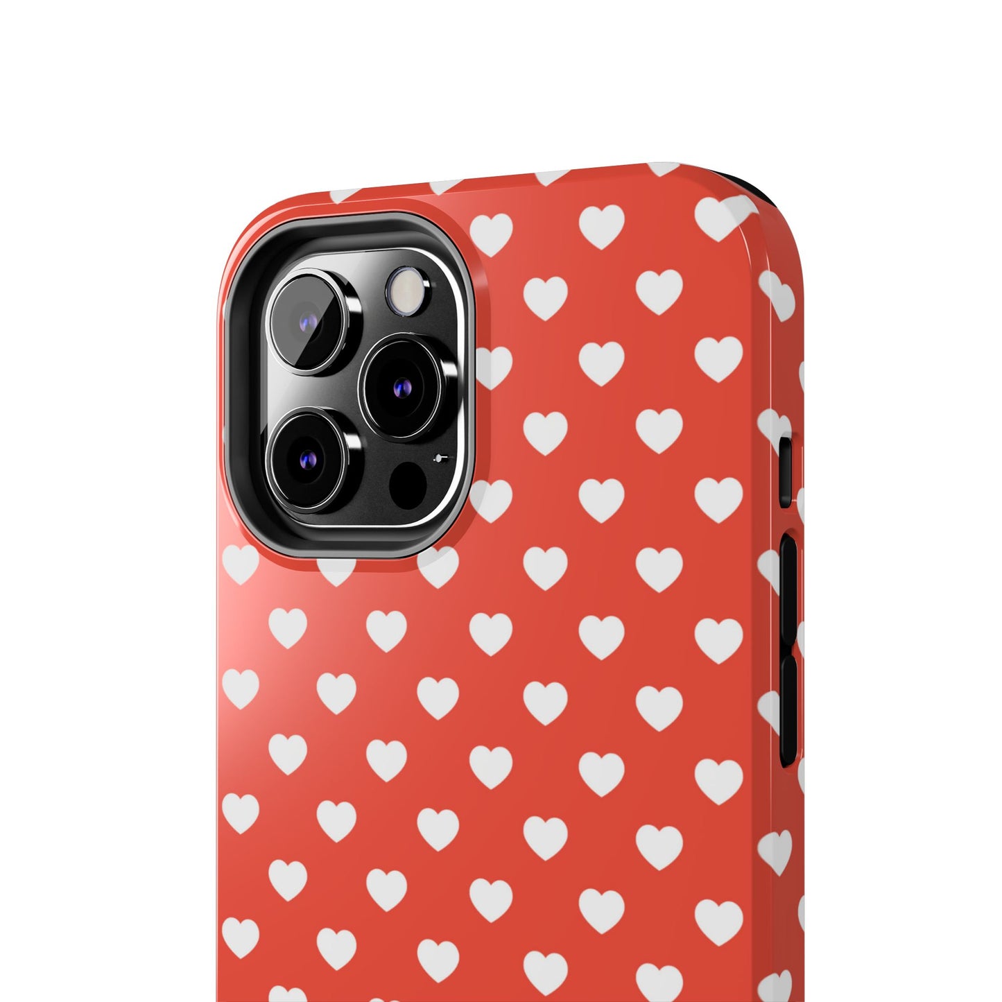 White Hearts on Red iPhone Case