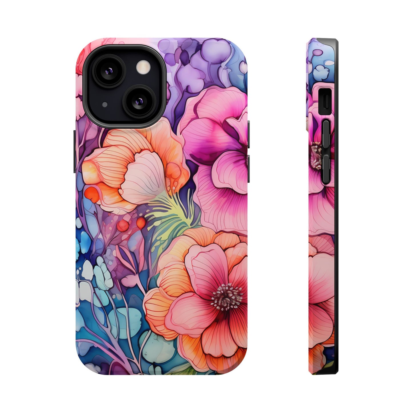 Bright Watercolor Floral Splash MagSafe iPhone Series Case – Bold Artistic Design