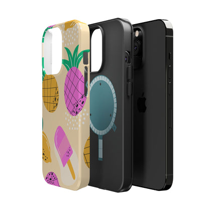 Tropical Pop MagSafe iPhone Case – Fun Pineapple & Lemon Design with Vibrant Summery Colors