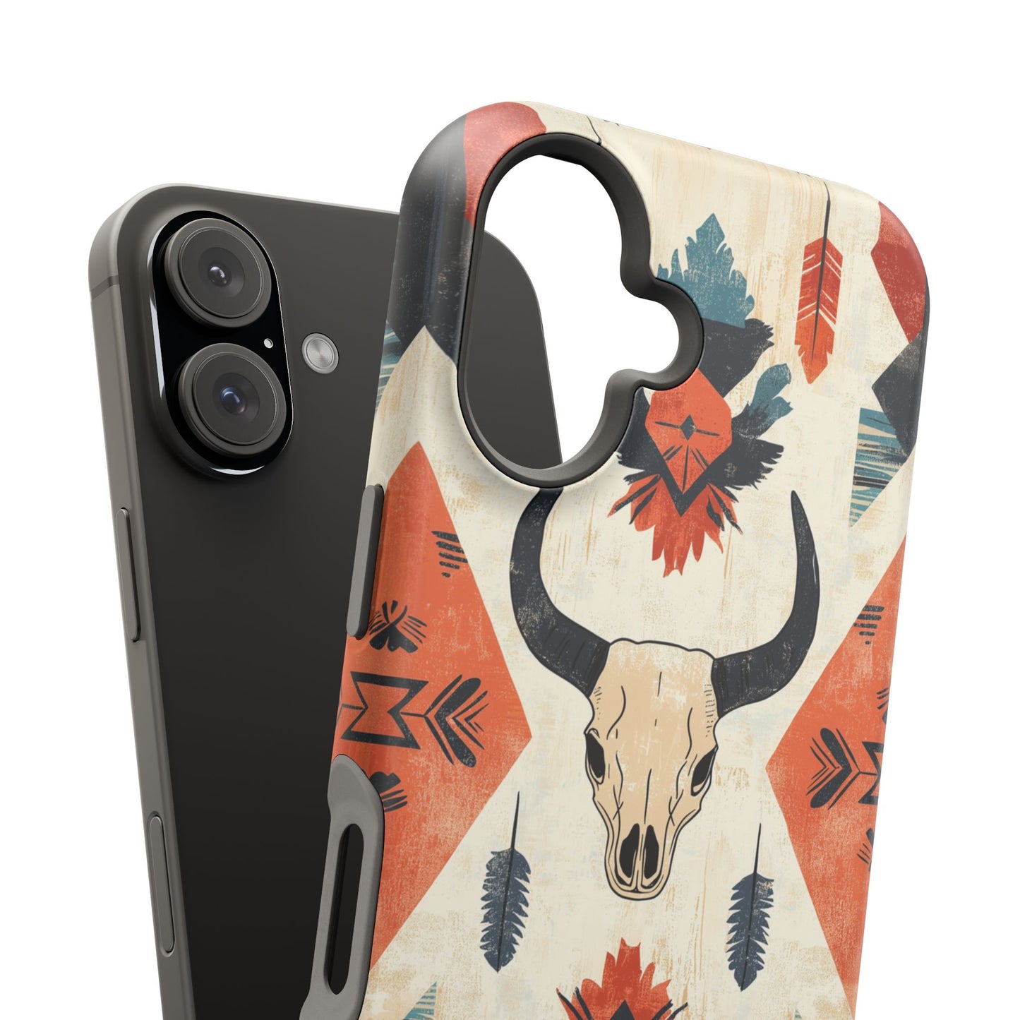 Southwestern Boho Skull Tough MagSafe iPhone Case – Durable Matte Finish, Dual-Layer Protection