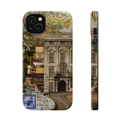 Whimsical Road Trip Collage MagSafe iPhone Case – Dual-Layer Protection with Vintage Art and Adventure Design